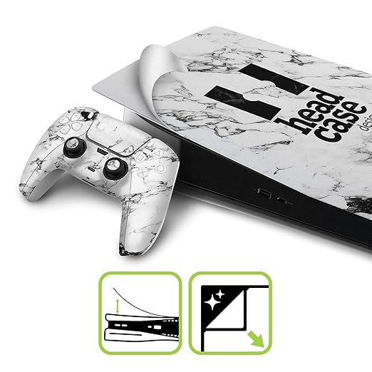 Head Case Designs White & Gold Marble Vinyl Sticker – Stylish Gaming Skin for PS5 DualSense Controller